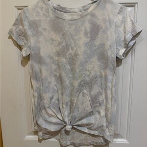 Abercrombie & Fitch Gray Tie-Dye Knot Front Tee